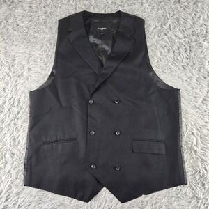 Statement Italy Mens 44L Black Double Breasted Peak Lapel Tailored Suit Vest